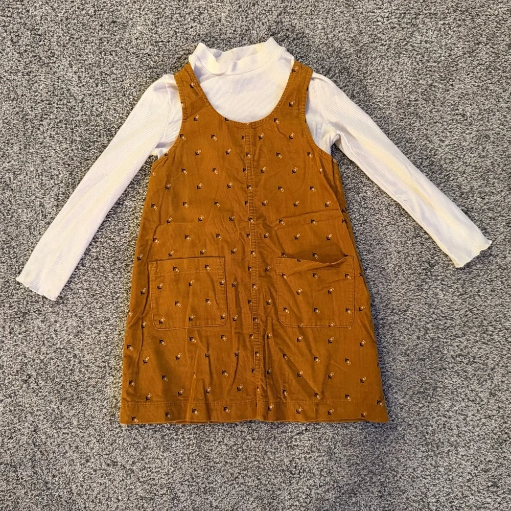 Old Navy Brown Corduroy Dress with White Top